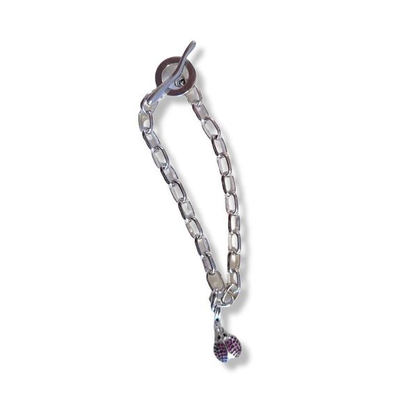 925 Silver Micro-pavé Round Rhodolite Garnet Ladybug Charm Bracelet 8" - Picture 3 of 4